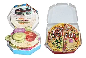 Saugat Traders Birthday Gift for Friends-Kids-Pizza & Burger Themed Birthday Greeting Card-Gift for Wife-Girlfriend-Best Friend-Girls