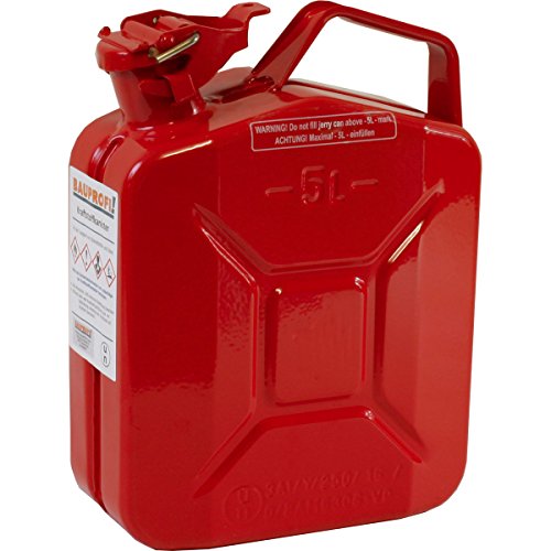 Stahlblechkanister rot 5 Liter + Auslaufrohr flexibel Benzinkanister Kanister - 2