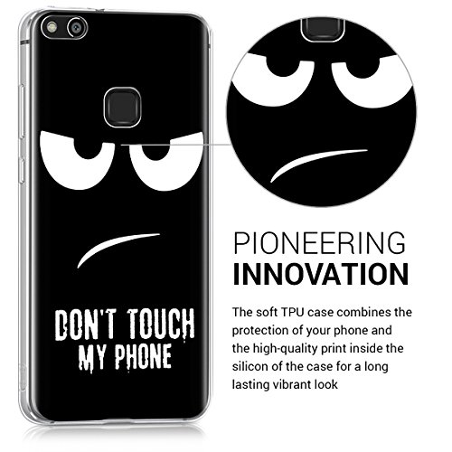 kwmobile Funda para Huawei P10 Lite - Carcasa de  TPU  para m  vil y dise  o Don t Touch my Phone en  Blanco Negro 