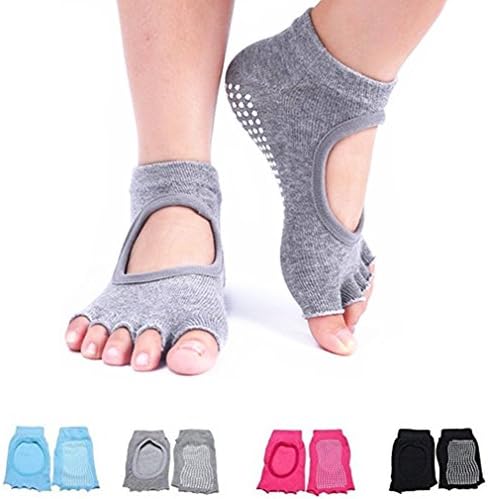 PEIUJIN 4 Pairs Pairs Non Slip Half Toe Yoga Socks Dance Socks for Ballet, Yoga, Pilates,Fitness, Dance