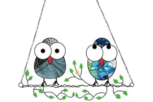 AUsagg Buntglas-Fensterpaneel, Vogel, Glas, Fensterbehänge, Acryl, Wandbehang, bunt, skandinavisches Zubehör, Raumdekoration, Vögel