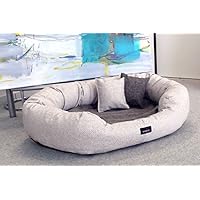 [Gesponsert]tierlando® LUXUS orthopädisches Hundesofa BALOU Hundebett Visco PLUS Matratze | Handwebcharakter | Premium-Lounge! Gr. XXL 140cm Creme Beige Töne