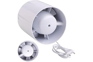 ZIGefofo Abluftventilator Kanal Rohrventilator 100mm Badlüfter mit Rückstauklappe Leise 130m³/h Inline-Kanalventilator Rauchabzug Rohrlüfter Lüfter Für Bad WC Küche Gewächshaus Zelt Garage Dachböden