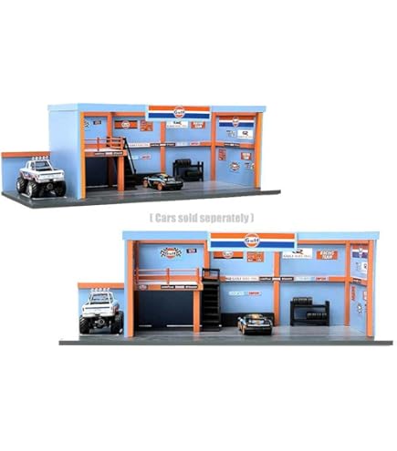 ☆ 1/64 Garage Item M American Diorama Garage with Decals for 1/64 Scale Models