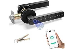 UCMDA Cerradura Inteligente Puerta Exterior - 4 en 1 Cerradura Electronica, Huella Dactilar, App, Contraseña, Llave Mecánica, Alarma de Batería Baja, Cerraduras Inteligente WiFi, Protección Contraseña