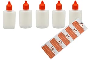 TORG TRADING Ovale Liquid-Flaschen 5 x 50ml - Flachmann, Kunststoffflaschen aus weichem HDPE inkl. 5 Etiketten (weiß/transparent) - Liquid Flasche - Tropfflaschen,Dosierflaschen,Dropper Flaschen,Quetschflaschen