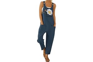 Gyaimxfu 2024 Peto Mono Elegante para Mujer Verano suelta Jumpsuit Una Pieza Pantalones de Tirantes Camiseta sin Mangas Color sólido Vintage Pantalones Anchos de Rectos Playsuit Fiesta