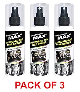 MAX Dashboard & Tyre Shiner 200 ML (Pack of 3) - Selected Formula for Long Lasting and Glossy Shine