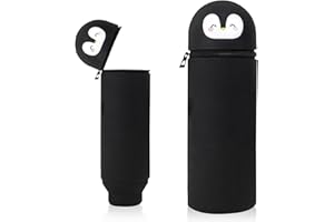 Wydexint Kawaii Federmäppchen, Mäppchen, 2-in-1 Weiche Silikontasche,Stand Up Federmäppchen, Tier Stifthalter, Cartoon Bleistifthalter Für Mädchen Und Jungen (Schwarzer Pinguin)