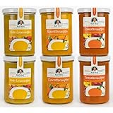 Intervallfasten mit Suppen Ralf Moll® Fastensuppen | 6x380ml Bio-Suppen im Glas | Fastenkur Souping | Rote-Linse | Tomate | K