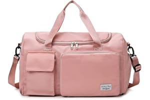 LOCKIMO Pieghevole Borsone Palestra Da Viaggio - Grande Capacità 35L Borsa Da Viaggio & Palestra Donna con Separato Secco Bagnato con Etichetta Bagaglio (50 x 28 x 25cm)