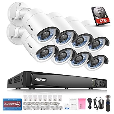 ANNKE 8CH 1080P HD PoE NVR Système de Caméra de Surveillance QR Code 8 POE caméra Disque dur de 4TB Intérieur/Extérieur Etanche 1080P 2 Megapixels Haute Résolution IP Caméra de Sécurité Accès à distance via Smartphone/PC
