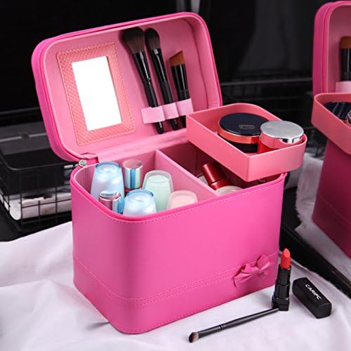 South Korea large capacity compartment hard makeup box portable portable skin care products cosmetic bag containing wash bag,Large red belt