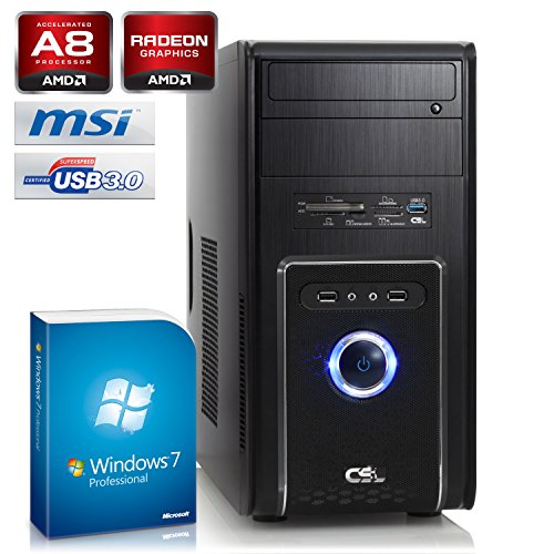 CSL Sprint 5772Pro inkl. Windows 7 Pro – AMD A8-6600K APU 4x 3900MHz, 8GB RAM, 1000GB HDD, Radeon HD 8570D, DVD, USB 3.1 - 2