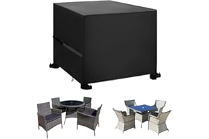 Callni Outdoor Garden Furniture Covers with Windproof Closure Buckle, Waterproof Table Cover 420D Heavy Duty Oxford Fabric, Cube Rattan Furniture Cover for Patio Set Bistro Sofa 80×80×80cm