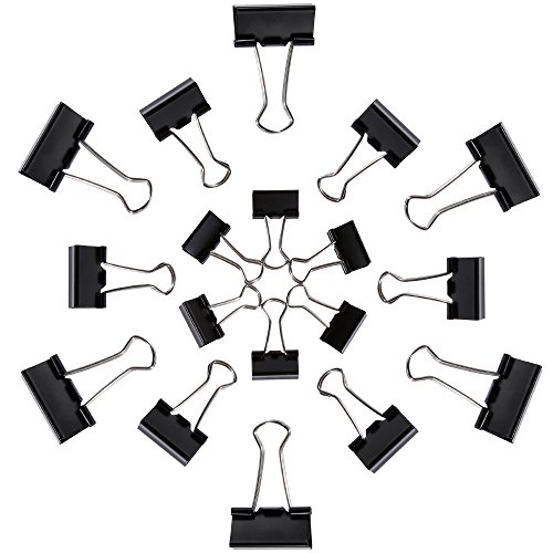 Preisvergleich Produktbild Zacro Papierklammern / Vielzweckklammer, schwarz, zurückklappbar, aus Metall, 60 Stück, 19 / 25 / 32 mm