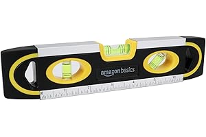 Amazon Basics Magnetische Torpedo-Wasserwaage und Lineal-Wasserwaage Lot/Wasserwaage/180-90-45-Grad-Blasen, 22.8 cm (9 zoll), Schwarz, Gelb