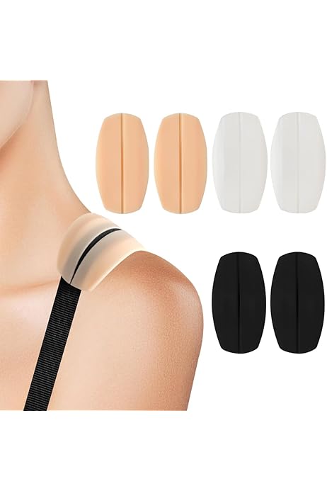 12 Cuscinetti Anti-Scadenza Per Spalline Reggiseno - Silicone, Nero/Bianco/Nude