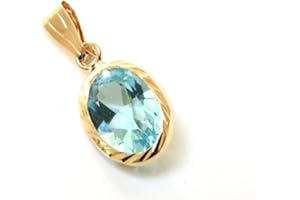 Peninsula Jewellery 9ct Gold Blue Topaz Oval Pendant without chain