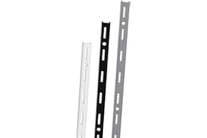 IB STYLE IB-Style - Lot de 10 pièces Rail Murale | pour système à 1 rangée avec la Grille de 50 mm| 5 Dimensions | Longueur 200 cm argenté de Support d'étagères de Charges Lourdes 2 m Fait de Acier - argenté