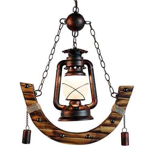 Preisvergleich Produktbild Petroleumlampe Hängeleuchte E27 Glühbirne Beleuchtung Pendelleuchte Hängelampe Hängende Petroleum Bambus-Leiter Vintage Lampe Leuchte USA Antik Retro Loft Licht Anhänger Restaurant Esszimmer