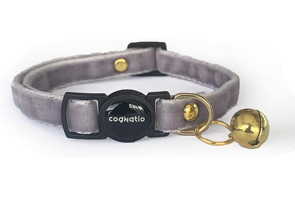 Cognatio Collier de sécurité à dégagement Rapide pour Chat, Double Velours avec Clochette, Disponible dans Une Gamme de Couleurs, Parfait pour Votre Chaton,réglable de 20 à 30 cm