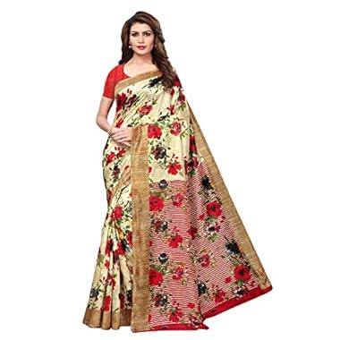 Fabwomen Women's Cotton Silk Floral Print Printed Saree With Blouse Piece. (S182011_Multi-Coloured_Free Size)