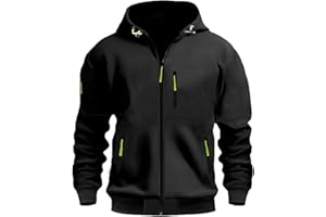 MEDUOLA Sweat à Capuche Noir Homme Veste Polaire Sweat Manches Longues Pull Homme Couleur Unie Veste Mi Saision Automne Hiver Hoodie