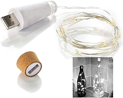 Led Bottle String Light, 1.5M Rechargeable USB Bottle Cork Wire Fairy String Light with 15 Waterproof LED Lights for Bottle DIY Decor Outdoor BBQ Gathering Party Wedding Holiday