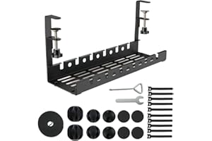 VonLux Kit de portacavi Sotto la Scrivania - Organizzatore di Cavi, Porta Cavi Scrivania Senza Viti per Ufficio con Kit di Gestione dei Cavi