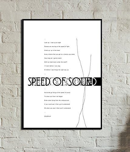 Speed of Sound Coldplay. Poster printing Coldplay. Gift idea. Last minute gift. Home decor. Wall decoration. Scandinavian style. Nordic Style.
