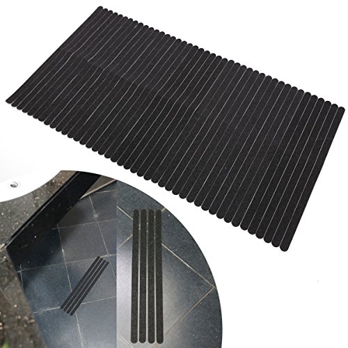 42 x 45*2cm Schwarz Selbstklebende ANTI Rutsch Streifen für Treppe Stufe Bad Dusche Badewanne Wanneneinlagen Antirutschstreifen Klebestreifen Rutschschutz