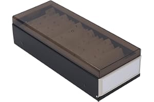 Qcwwy Business Card Holder, A To Z Index Extendable Business Card Box with Clear Cover Storage up to 800 Cards(Black)