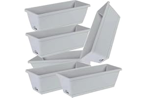 ZZDZW Jardinera De Plástico, Macetas Exterior Grandes Rectangulares，Macetero, Maceta Para Plantas Y Flores Rectangular Con Agujeros De Drenaje Y Bandeja Para Agua, Color Antracita ( Color : Gris claro , Siz