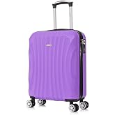 RAYKONG Cabin Suitcase ABS 55x40x20cm (44L) - Small Lightweight Travel Suitcases 20 Inches - Purple