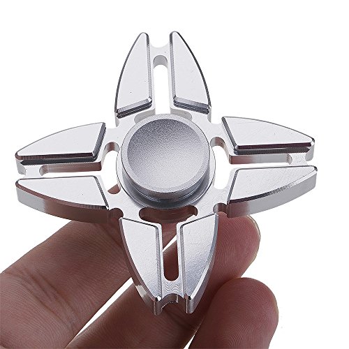 HuntGold Metal Fidget Hand Spinner Four Claw Fidget Spinner Pure Copper Durable ADHD Anxiety Autism Stress Reducer Kids Adults EDC Toy for Killing Time Deep Thought(Silver)