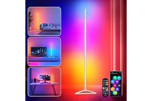 KINGMILE LED Stehlampe,RGBIC Stehlampe Wohnzimmer Dimmbar,140cm Abnehmbar Stehlampe Schwarz,Standleuchte LED mit App,16 Millionen Farben Standleuchte,300 Szenenmodi,Musikmodus & Timing-Funktion Deko Wohnzimmer