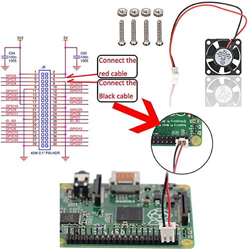5 in 1 Profi-Kit für Raspberry Pi 3B &Raspberry Pi 2B &Raspberry Pi B+, Basic Starter Kit mit schwarz Schwarz 9 Scheiben Kastenbox,Lüfter, Adapter,Mikro-USB-Kabel,Kühlkörper - 3
