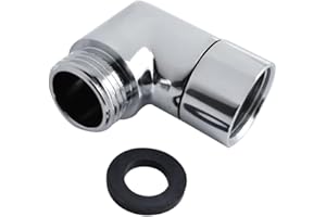 ANBOO Adapter do słuchawki prysznicowej 90 stopni, złącze kątowe 1/2 cala z litego mosiądzu z uszczelką, do pryszniców ręcznych, ścian, przyłącza filtra prysznicowego (srebrny)