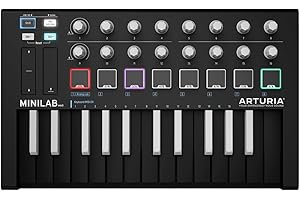Arturia - MiniLab MkII Inverted - Controller MIDI portatile per la produzione musicale, con pacchetto software all-in-one - 25 tasti, 8 pad multicolore