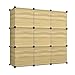 Produktbild MCTECH® DIY Aktenschränke Regalsystem Steckregal Kleiderschrank Faltschrank Garderobe Schuhregal Kunststoffboxen mit Steckregal Stecksystem (9 Boxen, Hellgelb-Holzmaserung)
