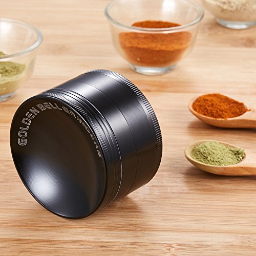 LIHAO Konkav Grinder 2.36″ Groß 6cm Crusher für Spice,Kräuter,Gewürze,Kaffee,Herb 4-teiliges Set mit Schaber (Schwarz) - 8