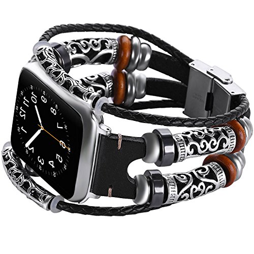 HuaForCity Cinturini per Orologi Apple 42mm Braccialetto Pelle per iWatch Serie 3 2 1, Polsino Orologio Cinturino con Fibbia in Metallo per Uomo e Donna, Fascia di Ricambio Bracciale retrò