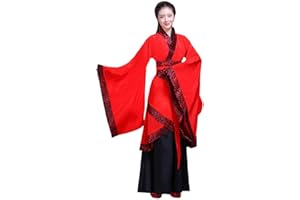 Xingsiyue Women Chinese Traditional Hanfu Dress Stage Performance Classical Dance Costume Cosplay Party Clothing (Red Black,14)