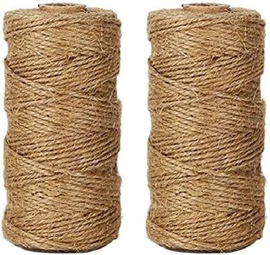 Jute twine heavy duty,Natural Jute Twine 2Ply 328 Feet Arts and Crafts Jute Rope Industrial Packing Materials Packing String For DIY Crafts, Christmas Decoration and Gardening Applications for gift (2PCS)