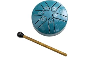 CARROTERR Rain Drum for Outside Garden, Rain Drum Instrument for Outside, Steel Tongue Drum Rain Chime, Drum Rain Chime Waterproof, 3 Inch 6 Note Steel Hand Drum with Bag, for Camping, Meditation or Yoga