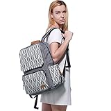 lekebaby Wickeltasche Rucksack mit Windel Bärendesign Matte für Mom und Dad, grau - 7