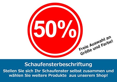 SH11 '50% Kreis' - Schaufenster Beschriftung Aufkleber Werbung Schaufensterwerbung Schaufensteraufkleber (28x28cm) rot