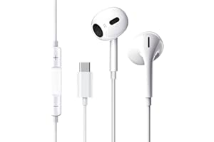 FUXURY Ecouteurs USB Type C,Intra Auriculaires Casque avec Micro (Hi-Res) et contrôle du Volume pour iPhone,iPad Pro,Samsung,Xiaomi,Huawei,OnePlus,Google Pixel 4 et Autres périphériques d'interface de Type C