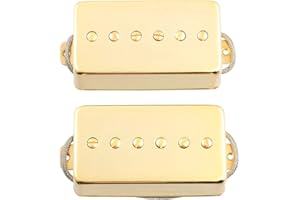 LYWS Humbucker Sized P90 Single Coil Pickup Alnico V Bridge & Neck Guitar Pickup Set (Gold)